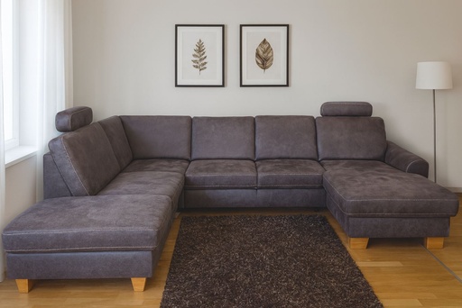 Cassey U ülőgarnitúra, zimt szövettel, fekete lábbal, motoros relax funkcióval, vendégággyal, tárolóval, 2 db fejtámlával,322x225x247 cm (másolat)